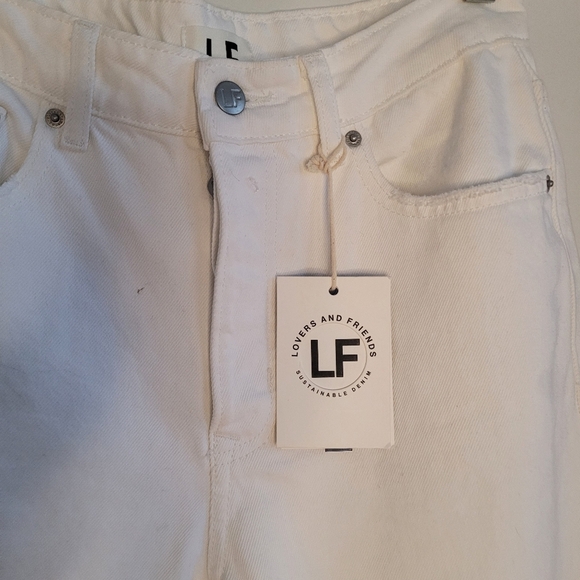 Lovers & Friends High Waist Distressed White Staight Leg Jeans - Picture 6 of 11